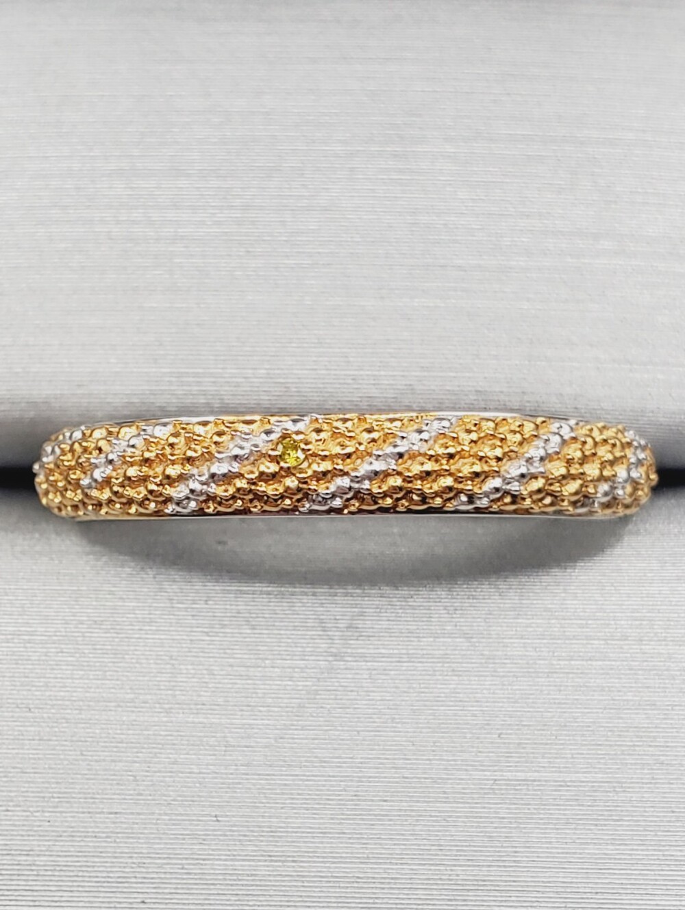 Genuine Yellow Diamond Accent - Two Tone Yellow Gold - 925 Sterling Silver Band